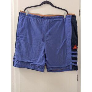 Le Coq Sportif Mens XL Blue & Navy Athletic Shorts W/ Orange Lining